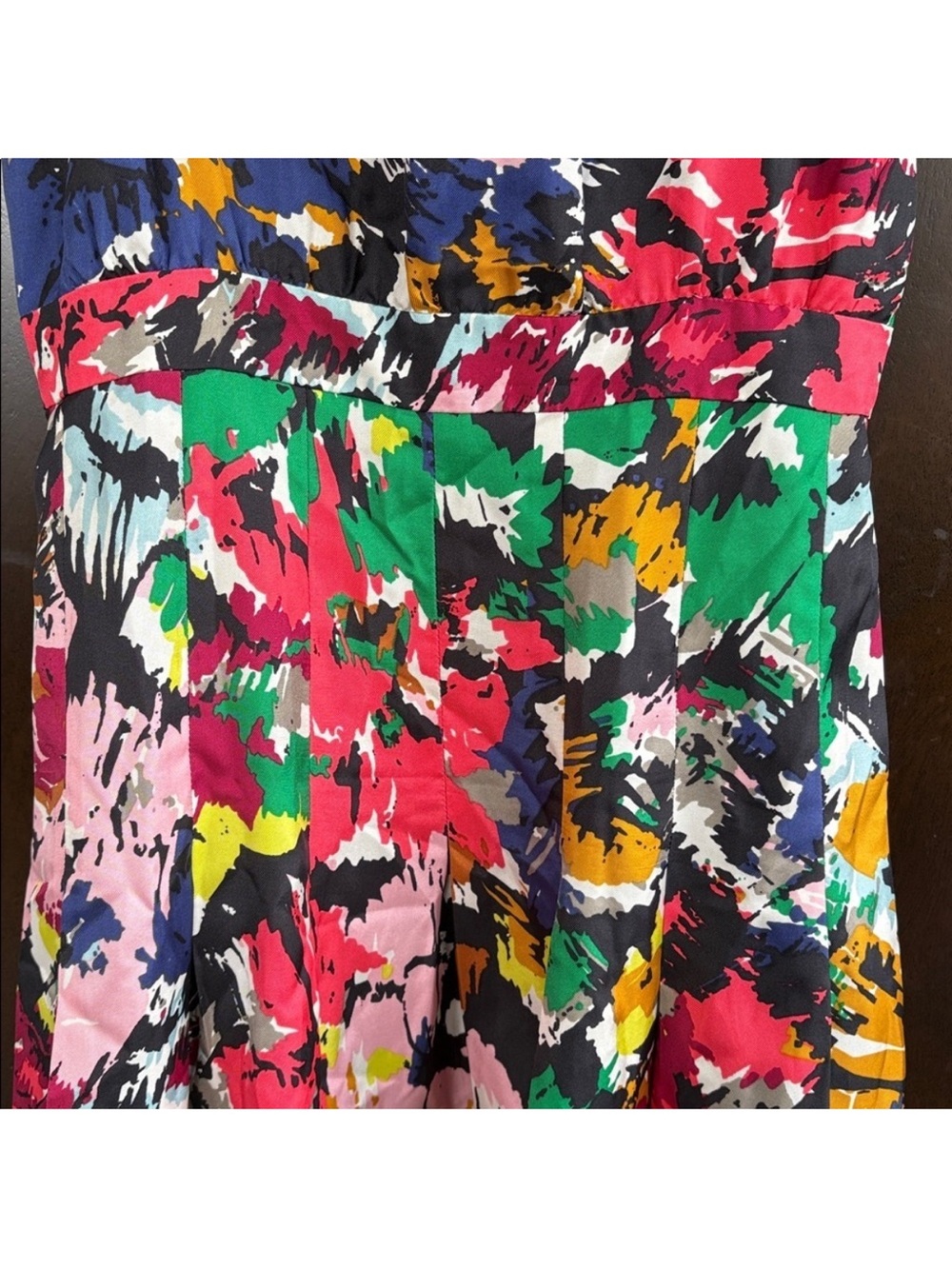 J.Crew 100% Silk Brushstroke Abstract Floral Fit & Flare Dress Size 2 Lined - Picture 7 of 13